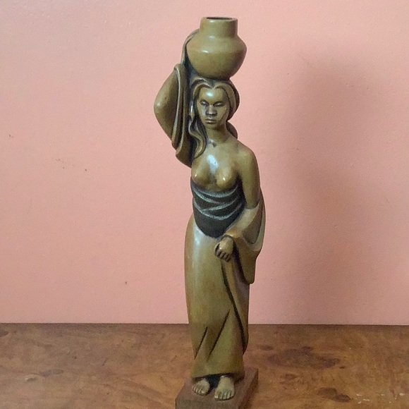 ACHATIT Water Carrier Woman Sculpture Hallow Figurine. Hand made in Germany 16”